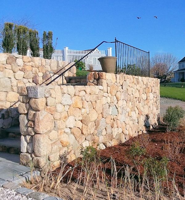 angle view of railing installation on rock wall
